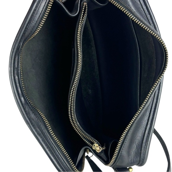 COACH 9974 MULTI ZIP SWINGPACK 90S 1995 BLACK GLOVETANNED LEATHER CROSSBODY BAG - Picture 10 of 13